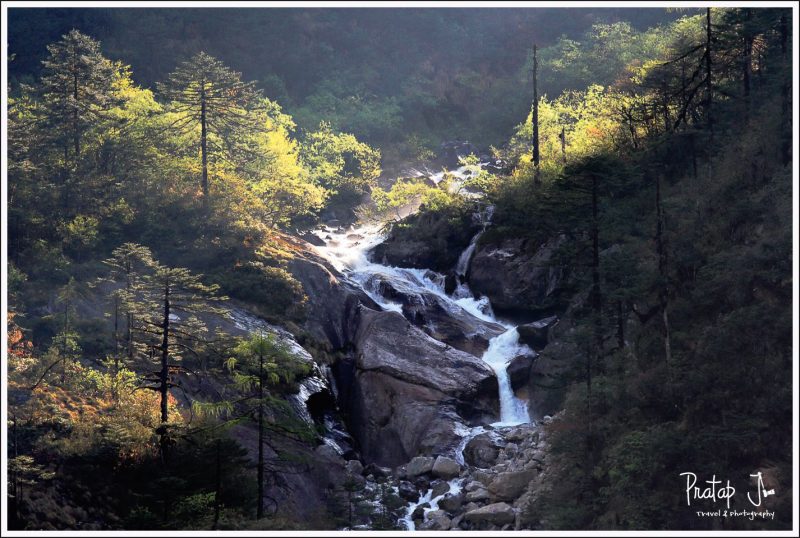 An unnamed waterfall in Sikkim on the way to Gurudongmar lake