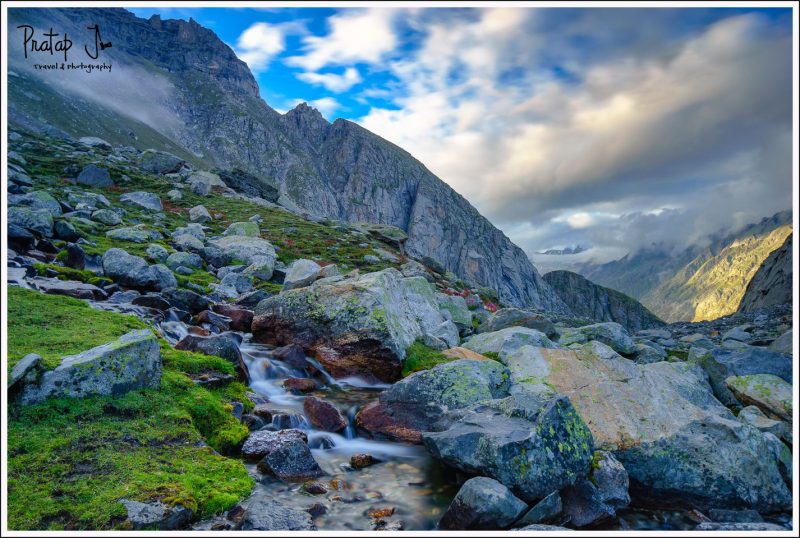 Rocky terrain and streams near Shea Goru