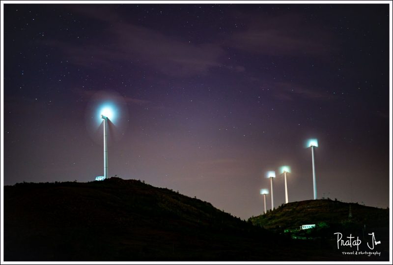 View of the Windmills at Chitradurga at Night