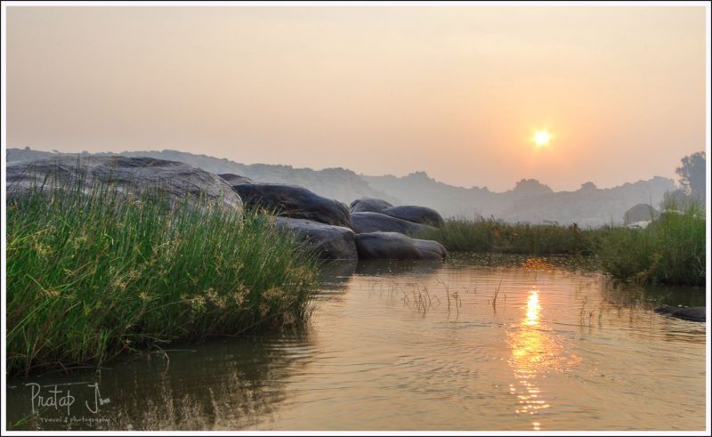 Sunrise at Hampi near the river