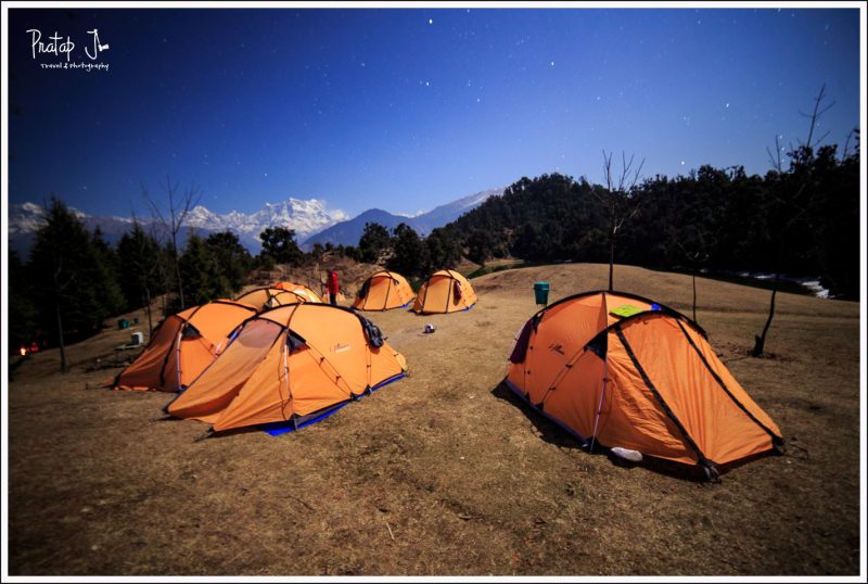 Tents at Deoriatal Camp Site at Night