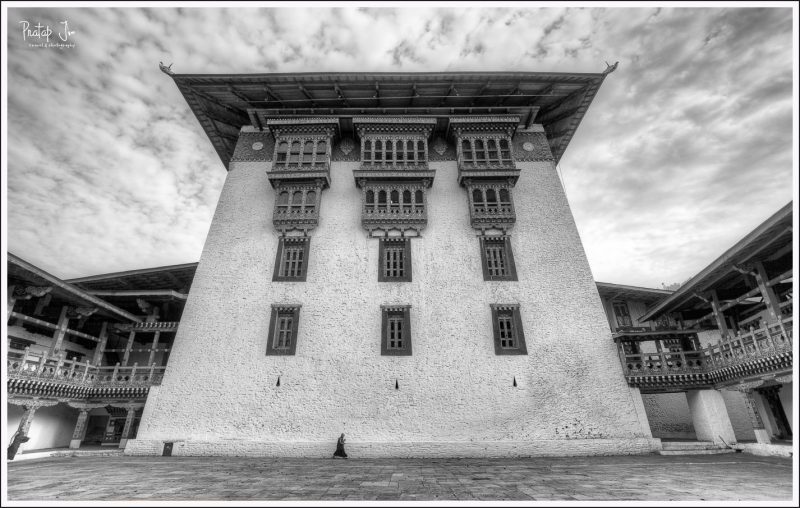 Monk inside Punakha Dzong