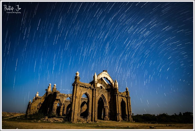 Star Trails over Shettihalli Church near Bangalore