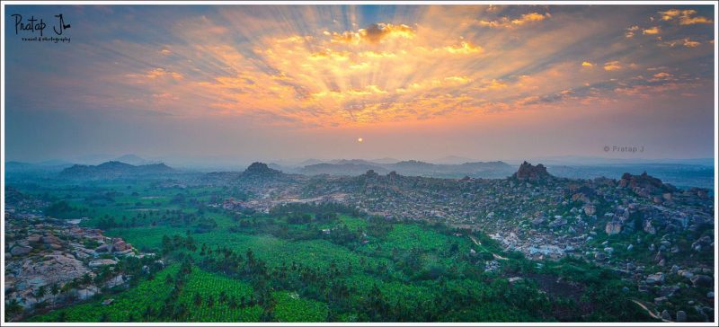 Panoramic view of sunrise from Mathanga Hill