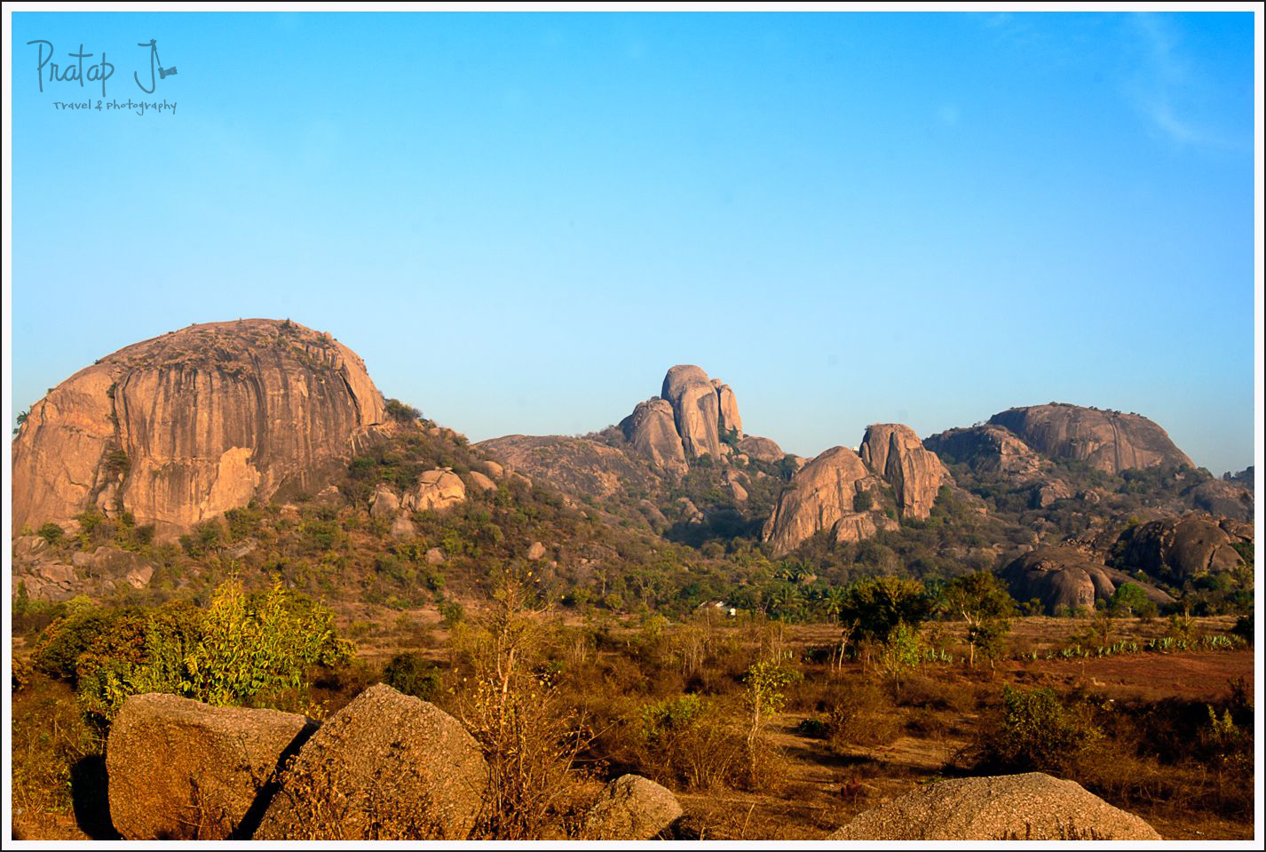 Blue skies and Ramnagara hills as seen from Mysore road